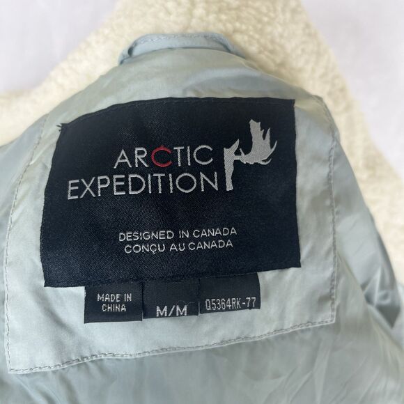 Artic Expedition Women's Berber Coat Hidden Hood Ivory Blue-Grn Size Medium NEW - Picture 11 of 16
